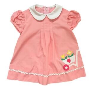 VTG Florence Eiseman Pink Dress with Puff Sleeves - XL